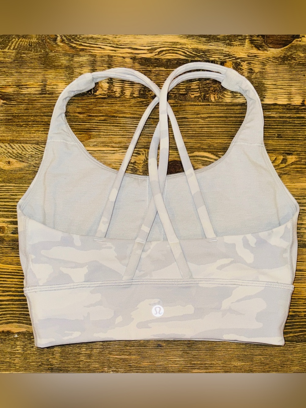 Lululemon Energy Bra Long Line Incognito Camo Jacquard Alpine White Grey Size 4‎ - Picture 3 of 5